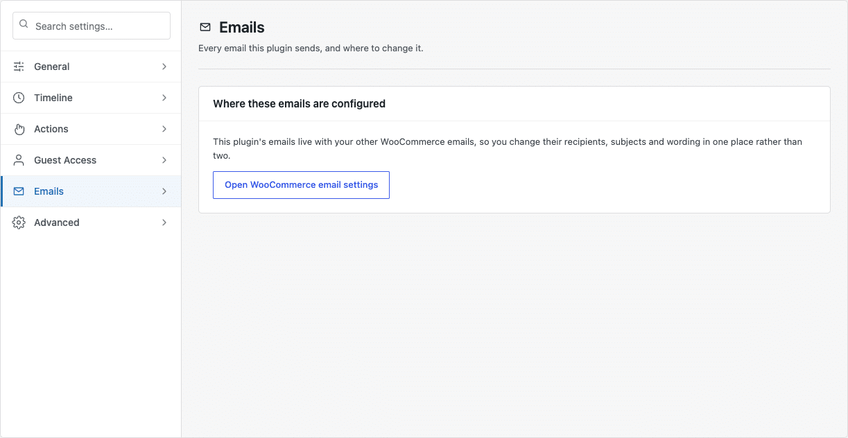 The Emails tab pointing at the WooCommerce email settings