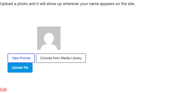 The avatar uploader on an ordinary front-end page