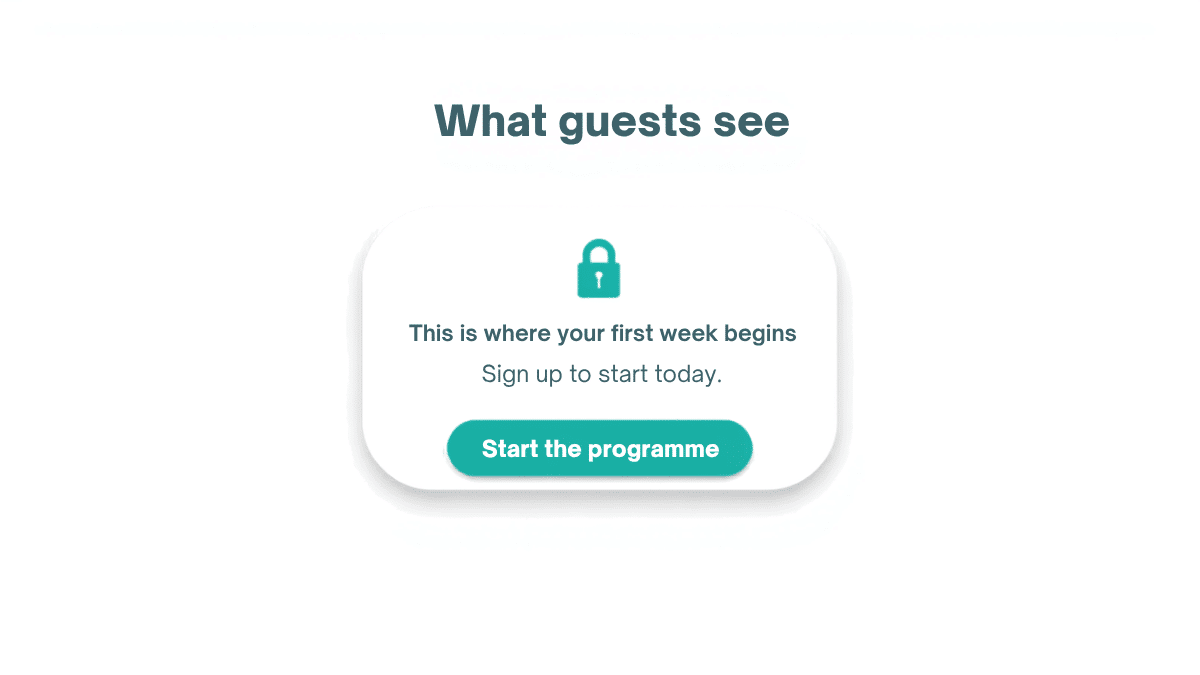 Locked week one page as a guest sees it, with a signup call to action